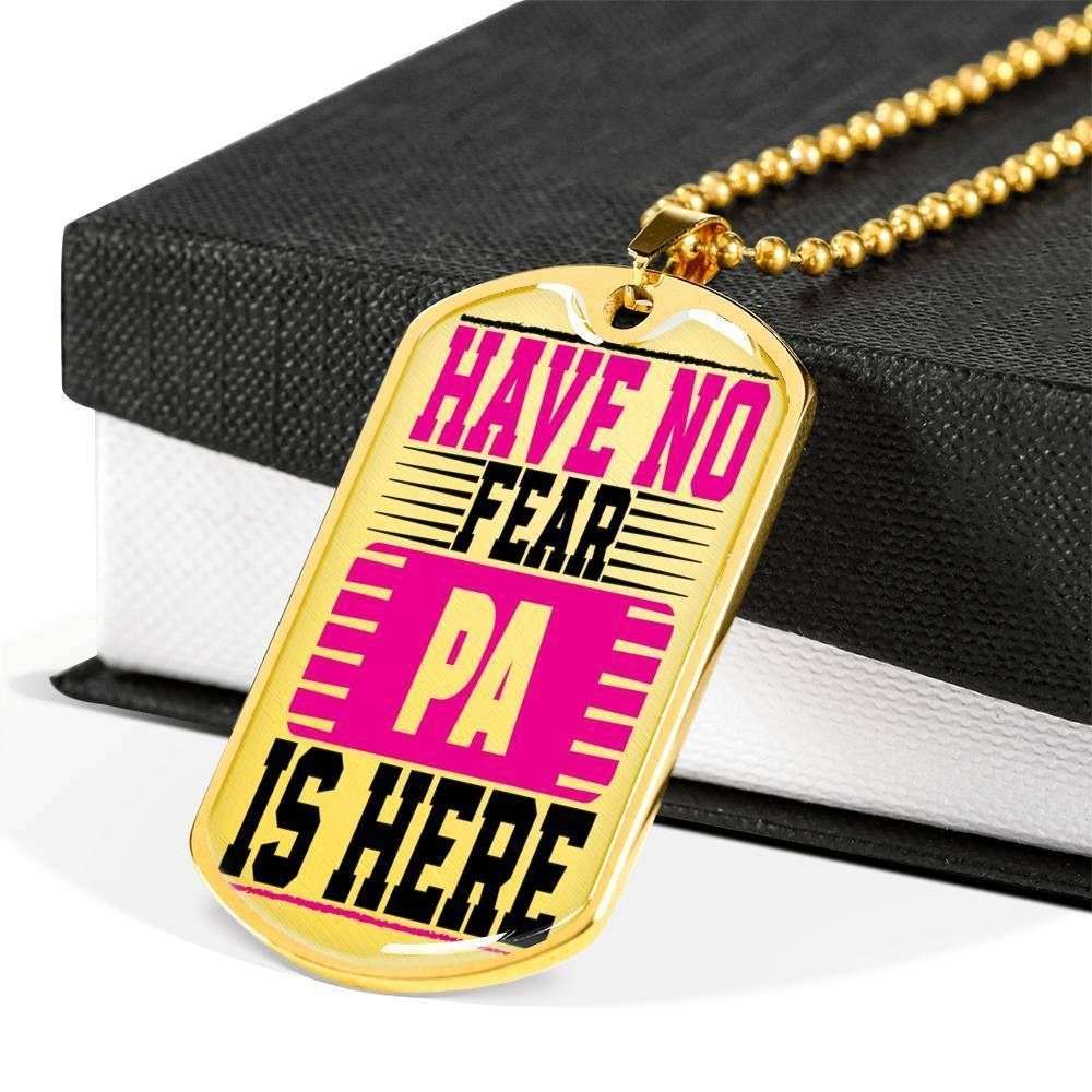 Dad Dog Tag Custom Picture Father’S Day, Have No Fear Pa Is Here Dog Tag Necklace For Dad Father's Day Rakva
