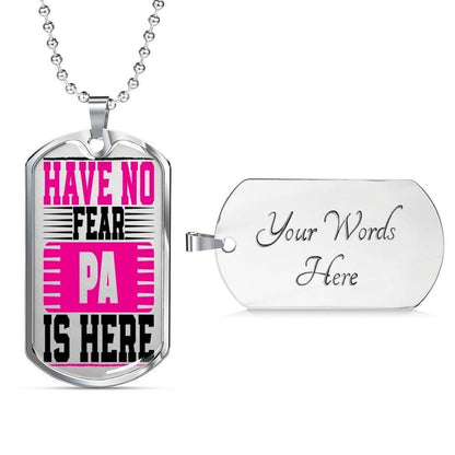 Dad Dog Tag Custom Picture Father’S Day, Have No Fear Pa Is Here Dog Tag Necklace For Dad Father's Day Rakva
