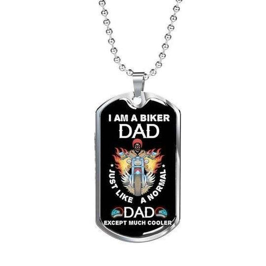Dad Dog Tag Custom Picture Father’S Day, I Am A Biker Dad Necklace Gift For Dad Father's Day Rakva