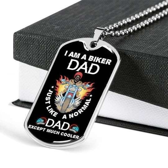 Dad Dog Tag Custom Picture Father’S Day, I Am A Biker Dad Necklace Gift For Dad Father's Day Rakva