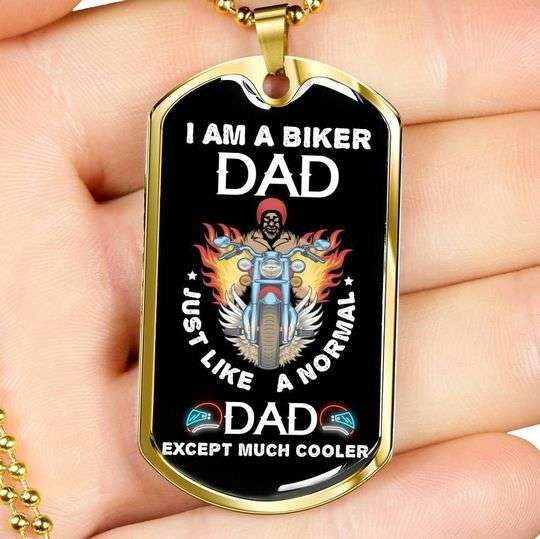 Dad Dog Tag Custom Picture Father’S Day, I Am A Biker Dad Necklace Gift For Dad Father's Day Rakva