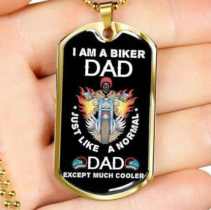 Dad Dog Tag Custom Picture Father’S Day, I Am A Biker Dad Necklace Gift For Dad Father's Day Rakva