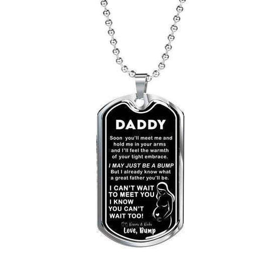 Dad Dog Tag Custom Picture Father’S Day, I Can’T Wait To Meet You Dog Tag Necklace For Daddy Father's Day Rakva