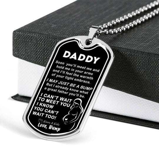 Dad Dog Tag Custom Picture Father’S Day, I Can’T Wait To Meet You Dog Tag Necklace For Daddy Father's Day Rakva