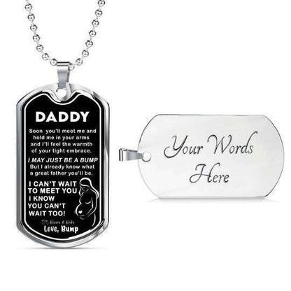 Dad Dog Tag Custom Picture Father’S Day, I Can’T Wait To Meet You Dog Tag Necklace For Daddy Father's Day Rakva