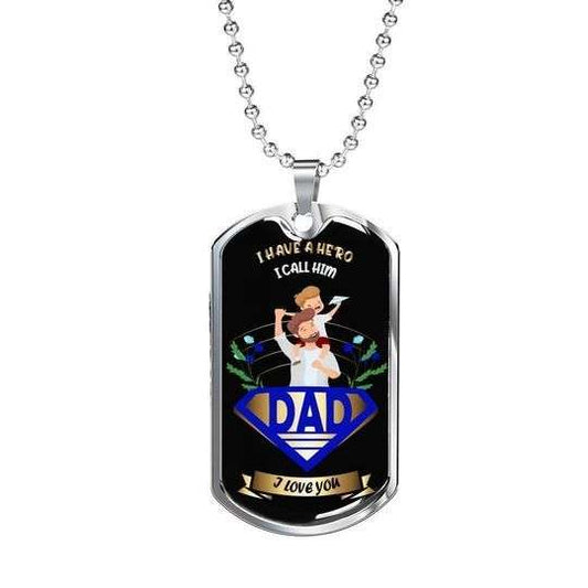 Dad Dog Tag Custom Picture Father’S Day, I Have A Hero Dad Necklace For Dad Father's Day Rakva