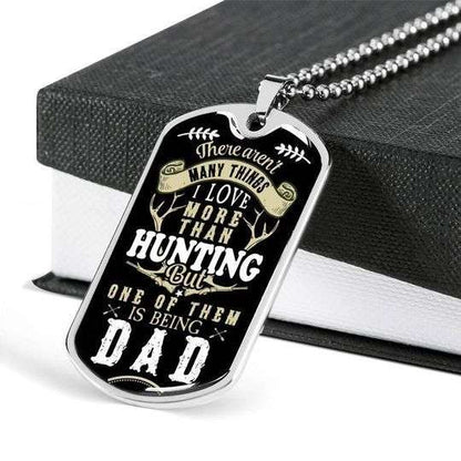 Dad Dog Tag Custom Picture Father’S Day, I Love More Than Hunting One Of Them Is Being Dad Necklace For Dad Father's Day Rakva