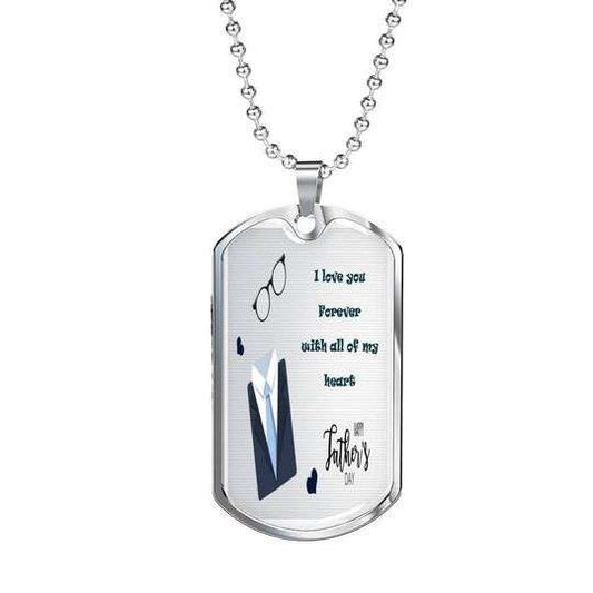 Dad Dog Tag Custom Picture Father’S Day, I Love You Forever With All My Heart Dog Tag Necklace For Dad Father's Day Rakva