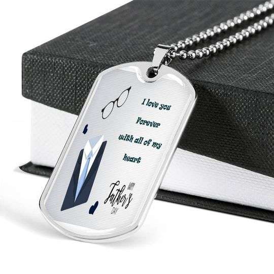 Dad Dog Tag Custom Picture Father’S Day, I Love You Forever With All My Heart Dog Tag Necklace For Dad Father's Day Rakva
