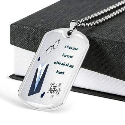 Dad Dog Tag Custom Picture Father’S Day, I Love You Forever With All My Heart Dog Tag Necklace For Dad Father's Day Rakva