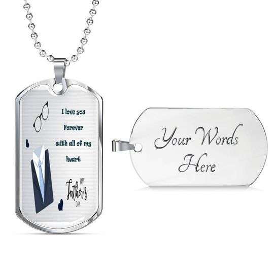 Dad Dog Tag Custom Picture Father’S Day, I Love You Forever With All My Heart Dog Tag Necklace For Dad Father's Day Rakva