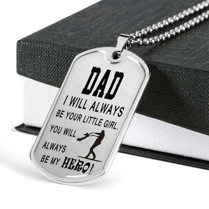 Dad Dog Tag Custom Picture Father’S Day, I Will Always Be Your Little Girl You Will Always Be My Hero Dog Tag Necklace Gift For Dad Father's Day Rakva