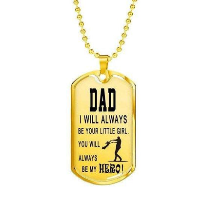 Dad Dog Tag Custom Picture Father’S Day, I Will Always Be Your Little Girl You Will Always Be My Hero Dog Tag Necklace Gift For Dad Father's Day Rakva