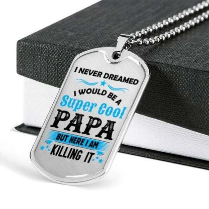Dad Dog Tag Custom Picture Father’S Day, I Would Be A Super Cool Papa Dog Tag Necklace For Dad Father's Day Rakva