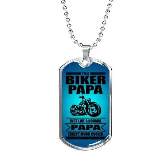 Dad Dog Tag Custom Picture Father’S Day, I’M A Biker Papa Much Cooler Dog Tag Necklace Gift For Dad Father's Day Rakva