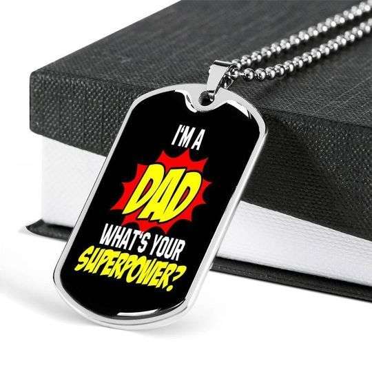 Dad Dog Tag Custom Picture Father’S Day, I’M A Dad What’S Your Superpower Dog Tag Necklace For Dad Father's Day Rakva