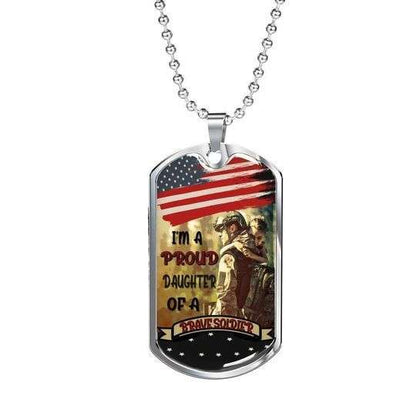 Dad Dog Tag Custom Picture Father’S Day, I’M A Proud Daughter Of A Brave Soldier Dog Tag Necklace Gift For Dad Father's Day Rakva