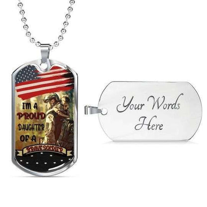 Dad Dog Tag Custom Picture Father’S Day, I’M A Proud Daughter Of A Brave Soldier Dog Tag Necklace Gift For Dad Father's Day Rakva