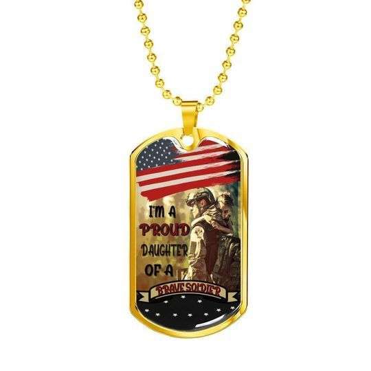 Dad Dog Tag Custom Picture Father’S Day, I’M A Proud Daughter Of A Brave Soldier Dog Tag Necklace Gift For Dad Father's Day Rakva