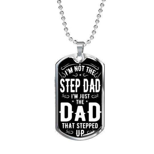 Dad Dog Tag Custom Picture Father’S Day, I’M Just The Dad That Stepped Up Dog Tag Necklace For Dad Father's Day Rakva