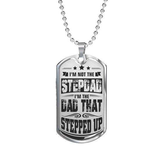 Dad Dog Tag Custom Picture Father’S Day, I’M The Dad That Stepped Up Dog Tag Necklace Gift For Dad Father's Day Rakva