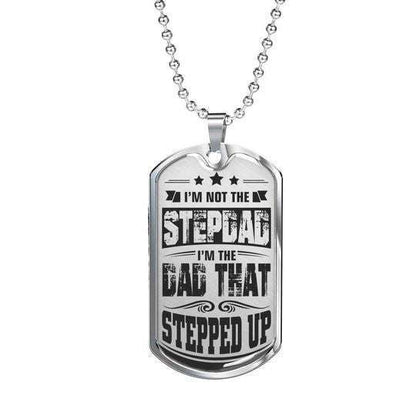 Dad Dog Tag Custom Picture Father’S Day, I’M The Dad That Stepped Up Dog Tag Necklace Gift For Dad Father's Day Rakva