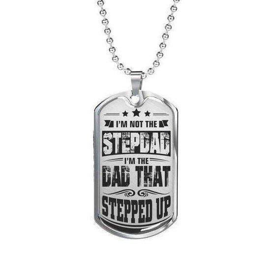 Dad Dog Tag Custom Picture Father’S Day, I’M The Dad That Stepped Up Dog Tag Necklace Gift For Dad Father's Day Rakva