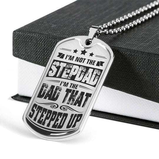Dad Dog Tag Custom Picture Father’S Day, I’M The Dad That Stepped Up Dog Tag Necklace Gift For Dad Father's Day Rakva