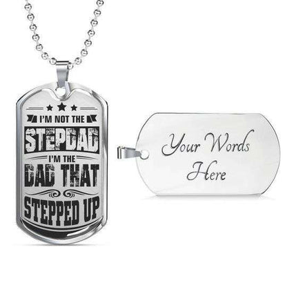 Dad Dog Tag Custom Picture Father’S Day, I’M The Dad That Stepped Up Dog Tag Necklace Gift For Dad Father's Day Rakva