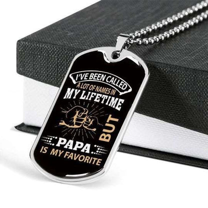 Dad Dog Tag Custom Picture Father’S Day, I’Ve Been Called A Lot Of Names But Papa Is My Favorite Dog Tag Necklace Gift For Dad Father's Day Rakva