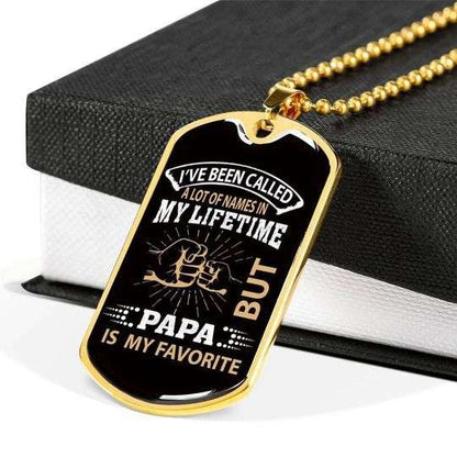 Dad Dog Tag Custom Picture Father’S Day, I’Ve Been Called A Lot Of Names But Papa Is My Favorite Dog Tag Necklace Gift For Dad Father's Day Rakva