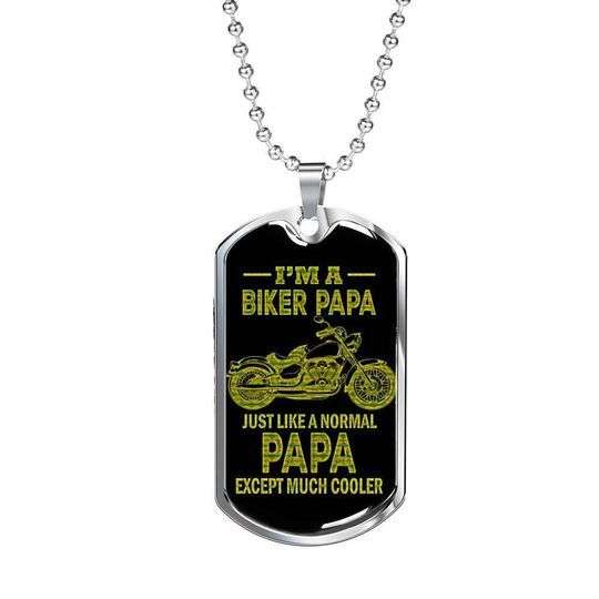 Dad Dog Tag Custom Picture Father’S Day, Just Like Normal Papa Except Much Cooler Dog Tag Necklace Gift For Dad Father's Day Rakva