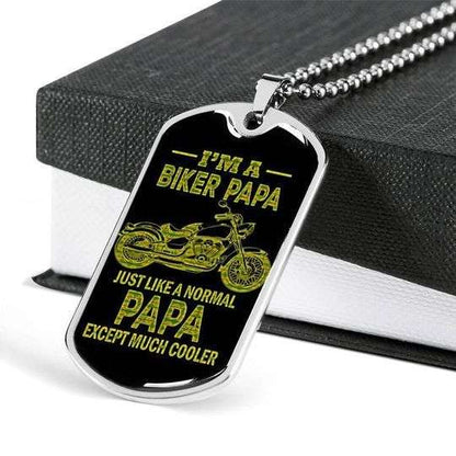 Dad Dog Tag Custom Picture Father’S Day, Just Like Normal Papa Except Much Cooler Dog Tag Necklace Gift For Dad Father's Day Rakva