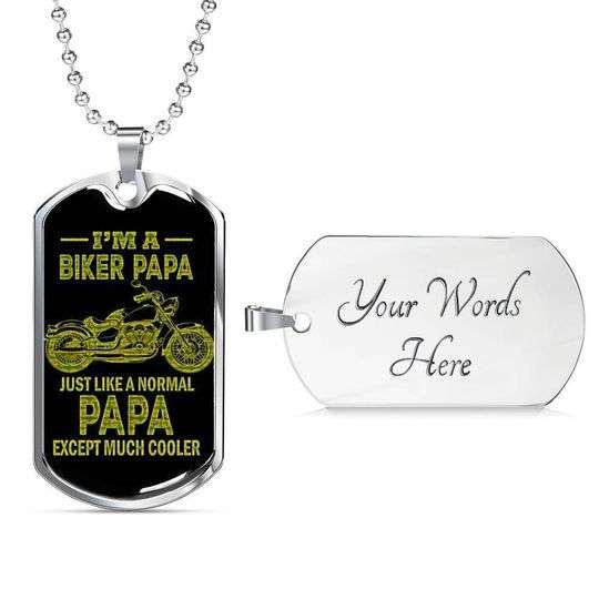 Dad Dog Tag Custom Picture Father’S Day, Just Like Normal Papa Except Much Cooler Dog Tag Necklace Gift For Dad Father's Day Rakva