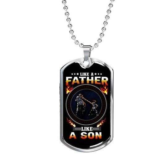 Dad Dog Tag Custom Picture Father’S Day, Like A Father Like A Son Dog Tag Necklace Gift For Daddy Father's Day Rakva