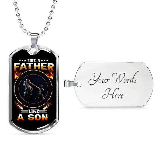Dad Dog Tag Custom Picture Father’S Day, Like A Father Like A Son Dog Tag Necklace Gift For Daddy Father's Day Rakva