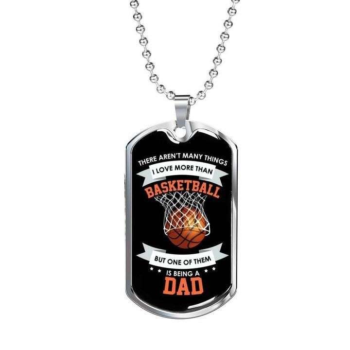 Dad Dog Tag Custom Picture Father’S Day, Love More Than Basketball Dog Tag Necklace Gift For Dad Father's Day Rakva