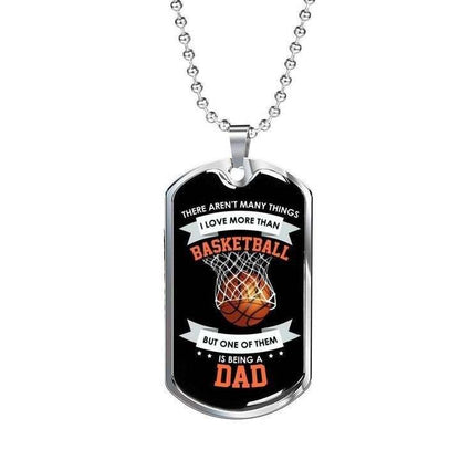 Dad Dog Tag Custom Picture Father’S Day, Love More Than Basketball Dog Tag Necklace Gift For Dad Father's Day Rakva