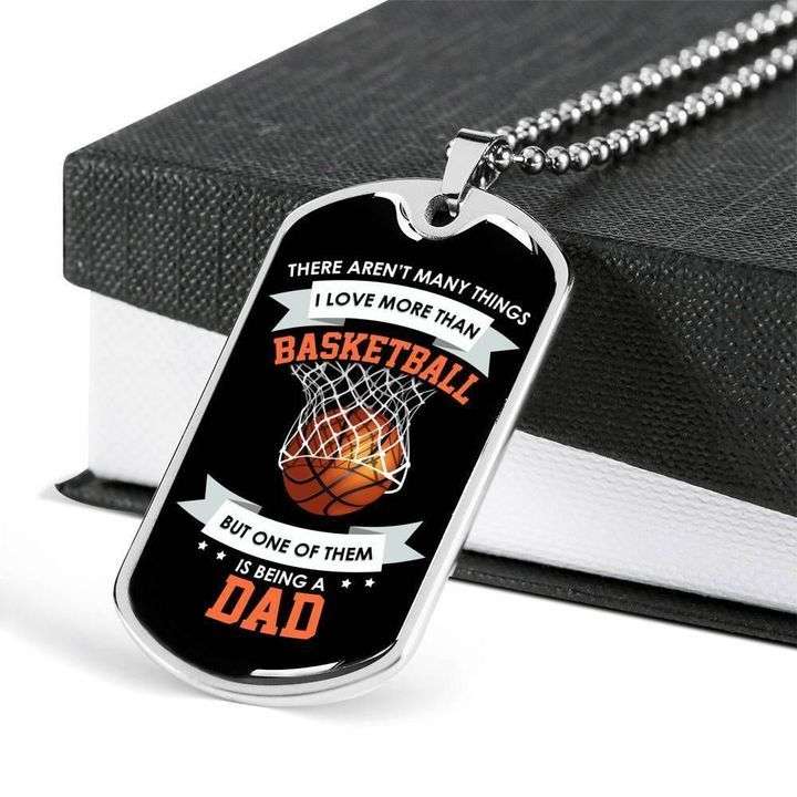 Dad Dog Tag Custom Picture Father’S Day, Love More Than Basketball Dog Tag Necklace Gift For Dad Father's Day Rakva
