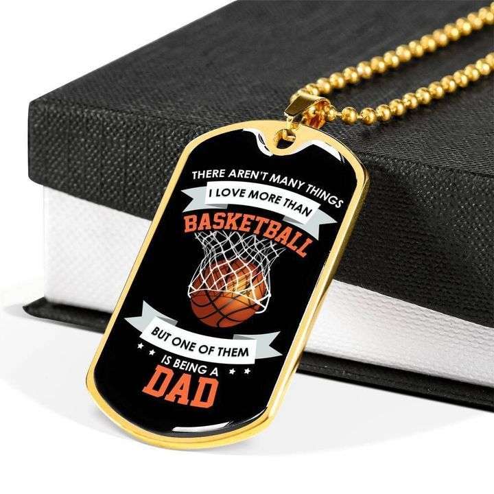 Dad Dog Tag Custom Picture Father’S Day, Love More Than Basketball Dog Tag Necklace Gift For Dad Father's Day Rakva