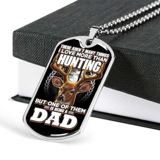 Dad Dog Tag Custom Picture Father’S Day, Love More Than Hunting Dog Tag Necklace For Dad Father's Day Rakva