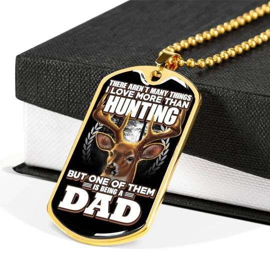 Dad Dog Tag Custom Picture Father’S Day, Love More Than Hunting Dog Tag Necklace For Dad Father's Day Rakva