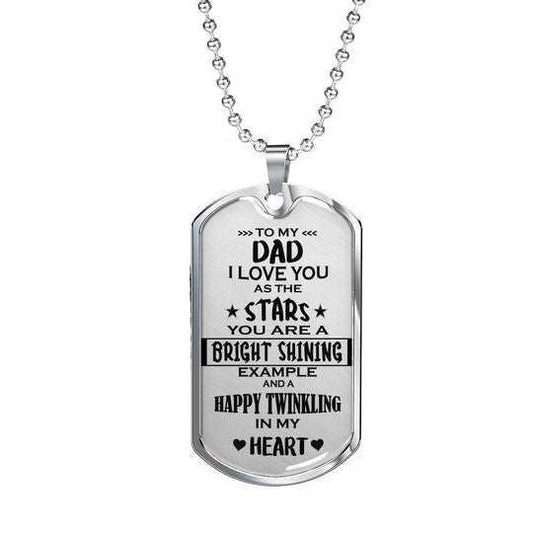 Dad Dog Tag Custom Picture Father’S Day, Love You As The Stars Dog Tag Necklace Gift For Dad Father's Day Rakva