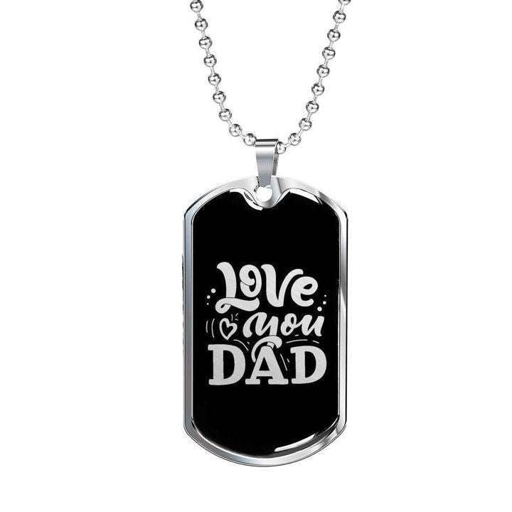 Dad Dog Tag Custom Picture Father’S Day, Love You Black Background Dog Tag Necklace Gift For Dad Father's Day Rakva