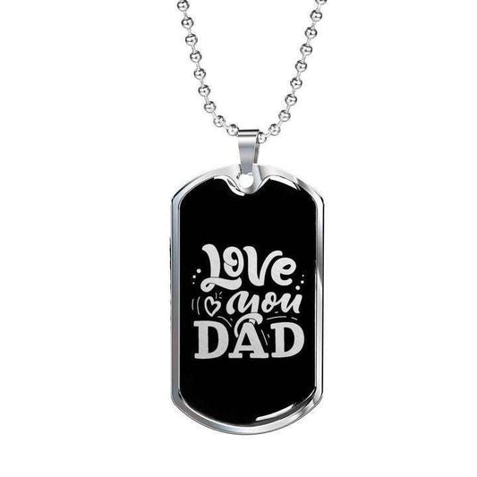 Dad Dog Tag Custom Picture Father’S Day, Love You Black Background Dog Tag Necklace Gift For Dad Father's Day Rakva