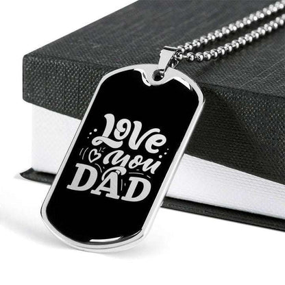 Dad Dog Tag Custom Picture Father’S Day, Love You Black Background Dog Tag Necklace Gift For Dad Father's Day Rakva