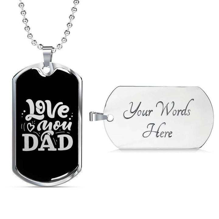 Dad Dog Tag Custom Picture Father’S Day, Love You Black Background Dog Tag Necklace Gift For Dad Father's Day Rakva