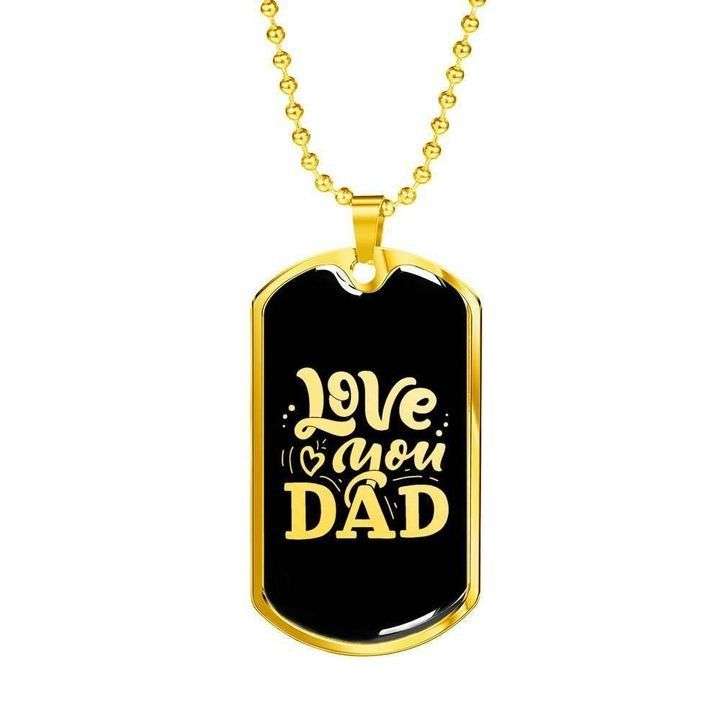 Dad Dog Tag Custom Picture Father’S Day, Love You Black Background Dog Tag Necklace Gift For Dad Father's Day Rakva