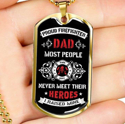 Dad Dog Tag Custom Picture Father’S Day, Most People Never Meet Their Heroes Dog Tag Necklace Gift For Dad Father's Day Rakva