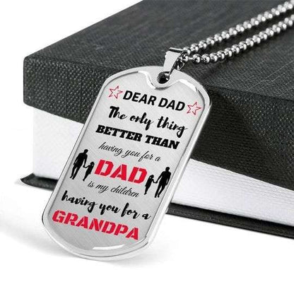 Dad Dog Tag Custom Picture Father’S Day, My Children Having You For A Grandpa Dog Tag Necklace For Dad Father's Day Rakva
